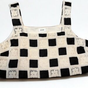 AUREUM Black and Cream Checkered Crop Top